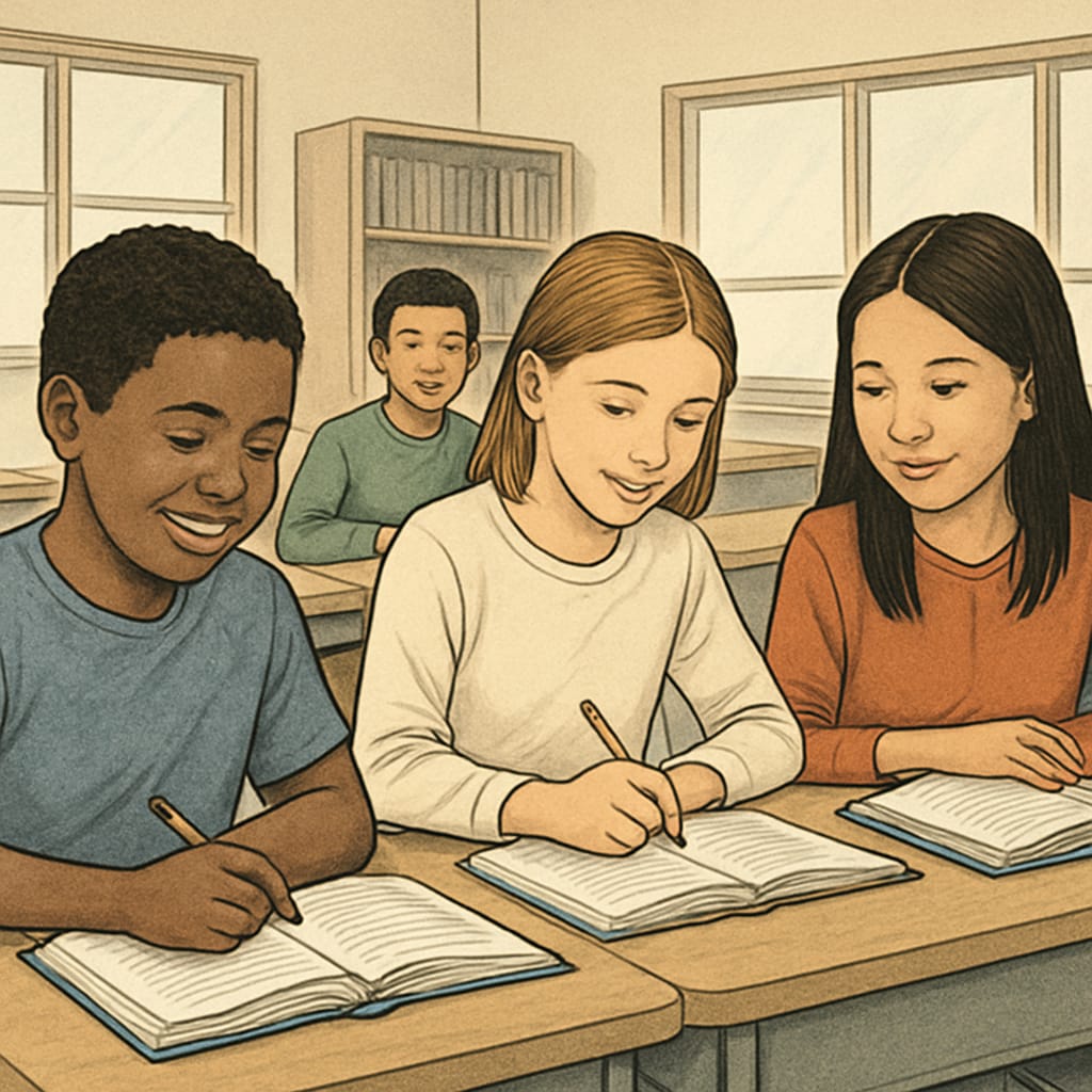 Diverse students in a classroom promoting educational equity.
