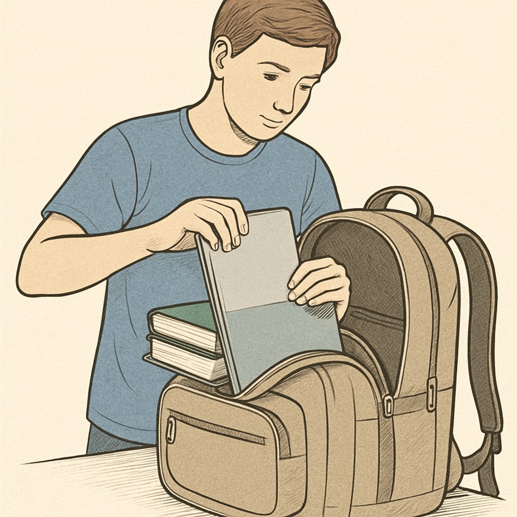 A student using an affordable and spacious college bag with well-organized sections.