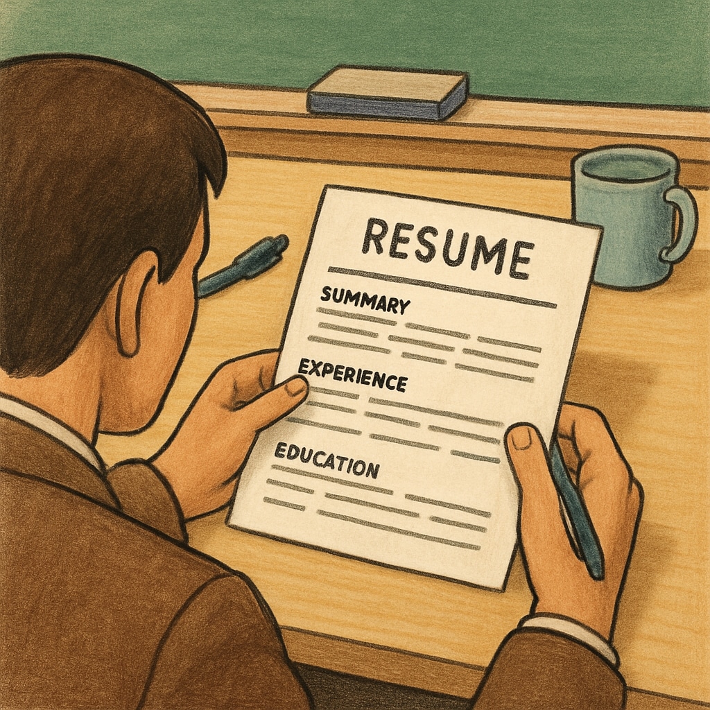 A hiring manager reviewing a resume tailored for the Canadian K12 education market.