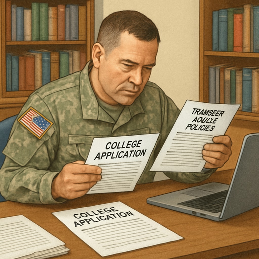 A veteran reviewing college applications with a focus on credit transfer policies. A veteran reviewing college credit transfer policies for a bachelor's degree in automotive technology.