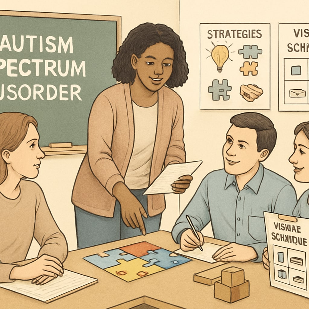 Teacher assistants learning autism-specific teaching methods during a workshop.