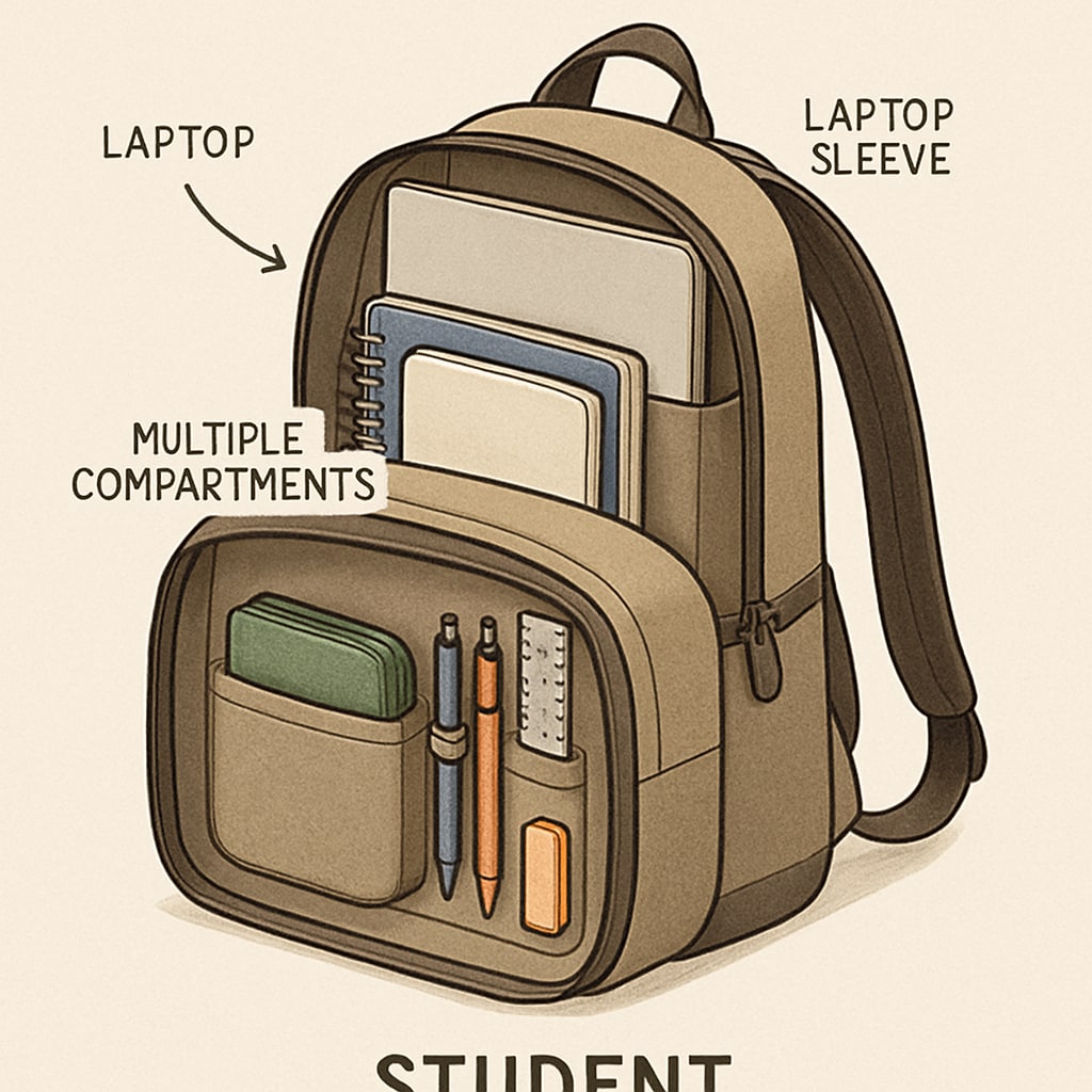 A budget-friendly backpack designed for students, featuring a laptop sleeve and organized compartments to carry essentials. An affordable college backpack with a laptop sleeve and organized compartments for students.