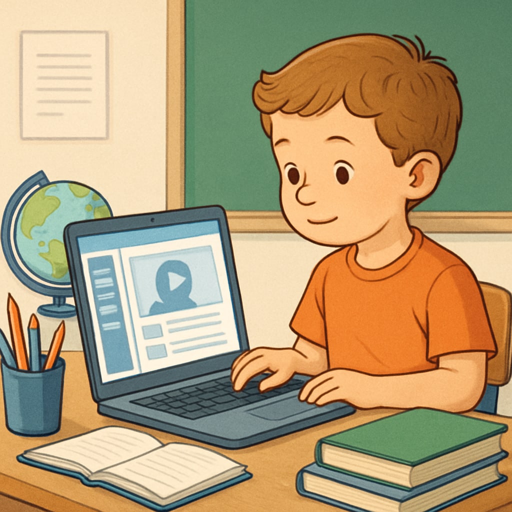 Child accessing free online resources for early education and summer learning.