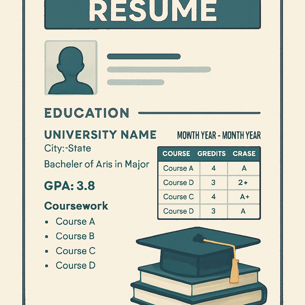 Resume showcasing GPA and coursework, relevant to career prospects.