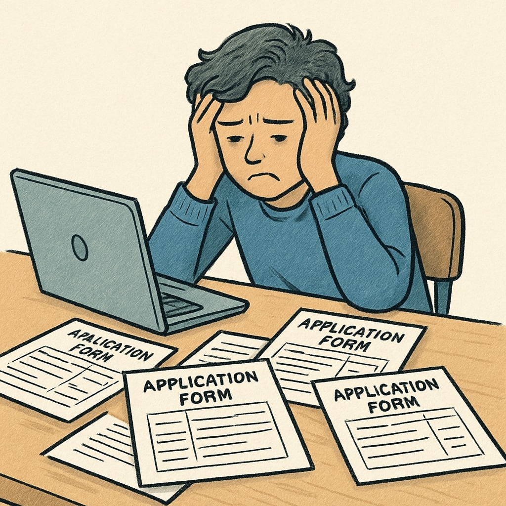 Student overwhelmed by university application complexity.