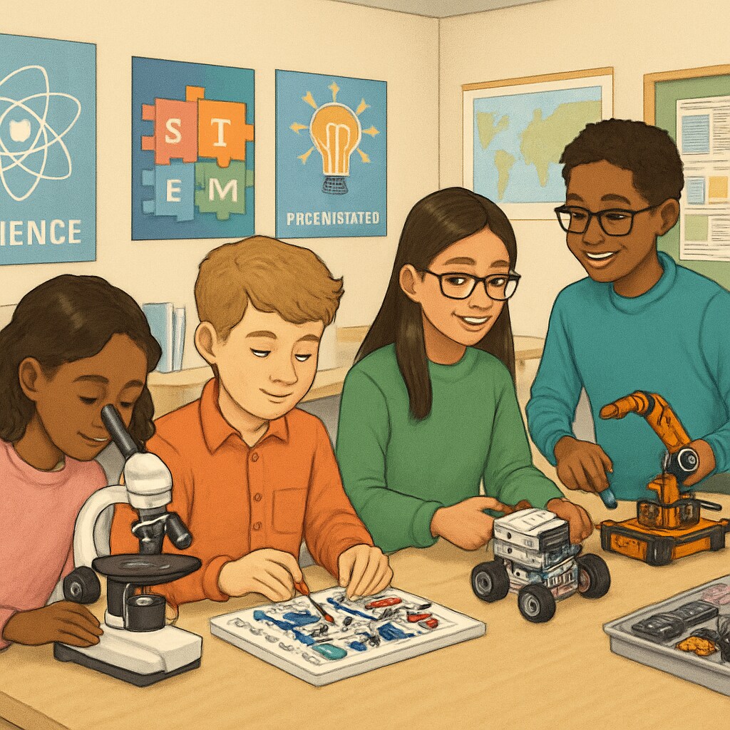 Students participating in STEM activities in public school