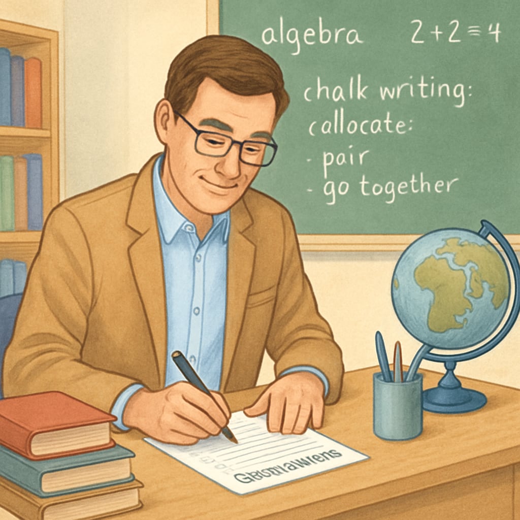 A teacher filling out a questionnaire in a classroom setting, symbolizing the Oklahoma teacher test process. A teacher completing a questionnaire as part of Oklahoma's teacher political test.