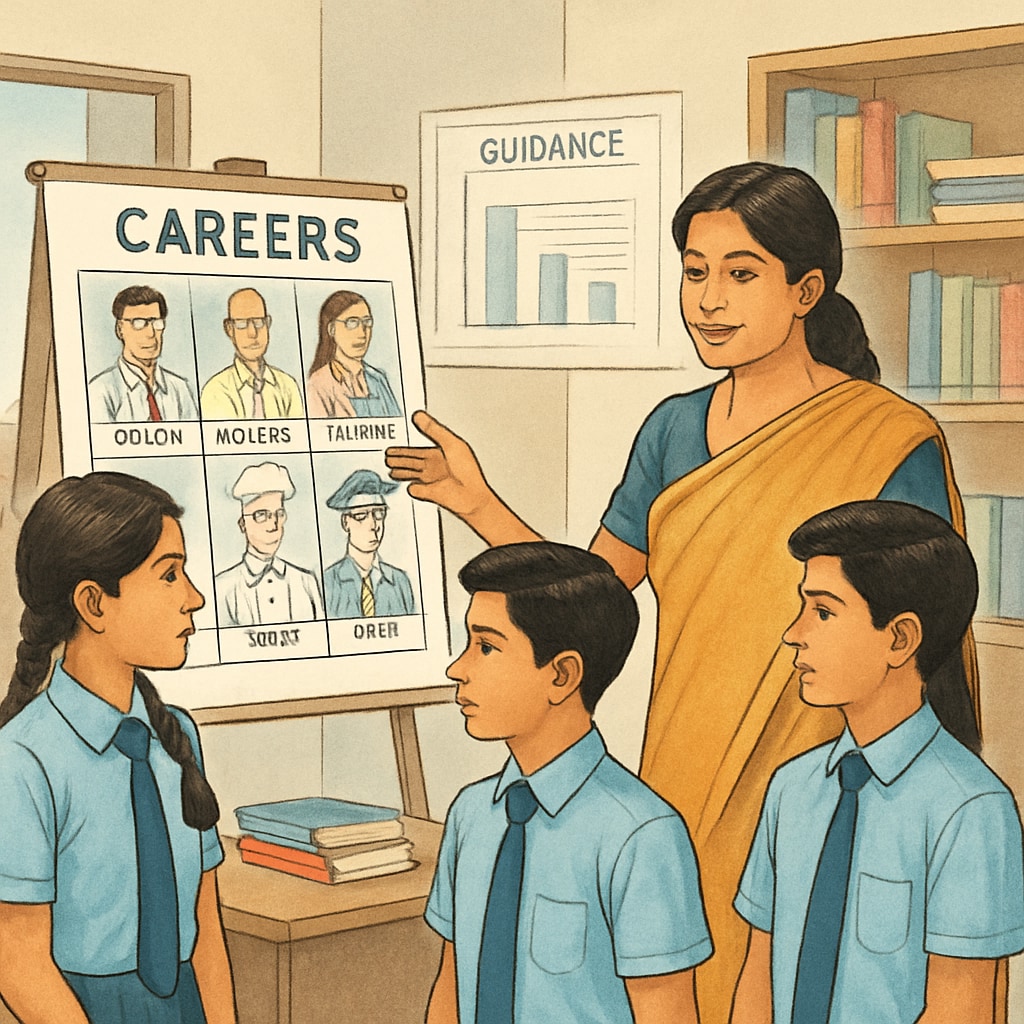 A career counseling session with Indian high school students