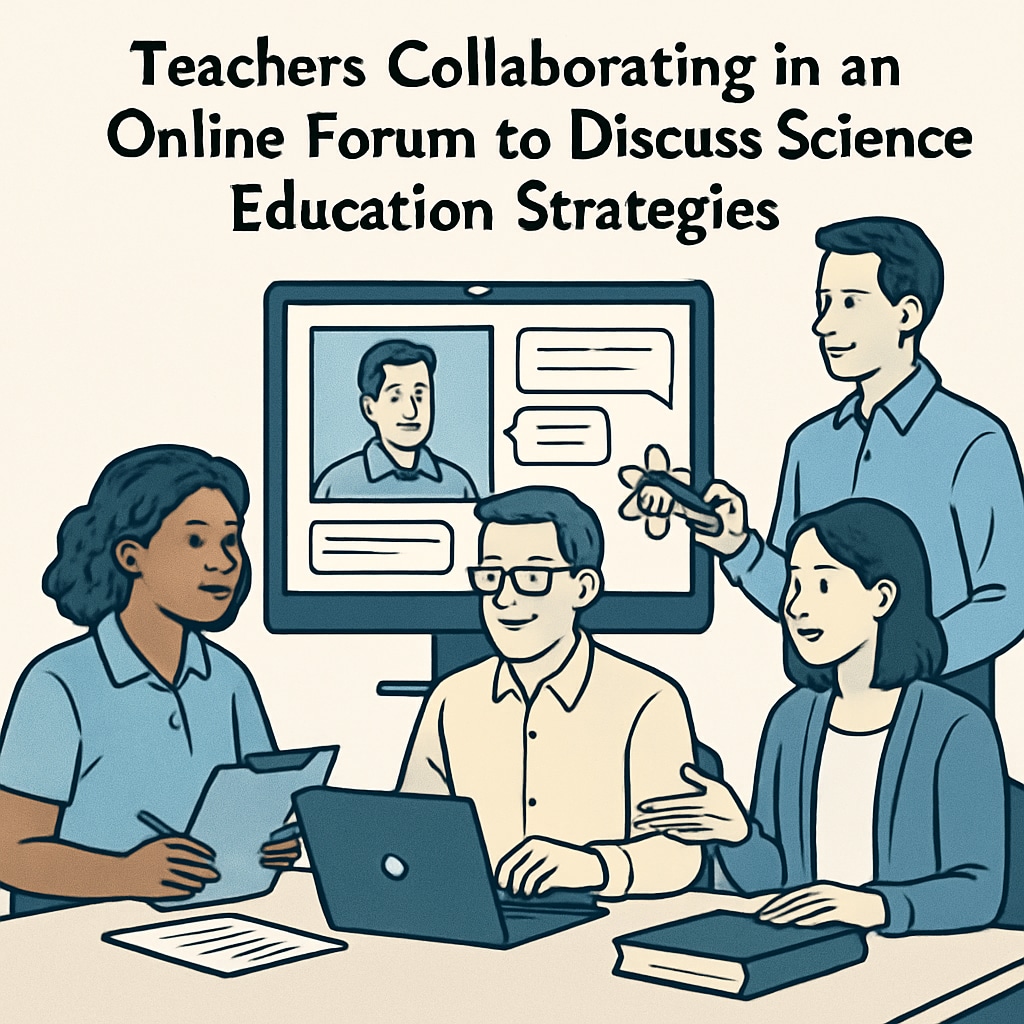 A group of teachers collaborating in an online forum to discuss science education strategies. OpenSciEd community members collaborating to enhance middle school science education.