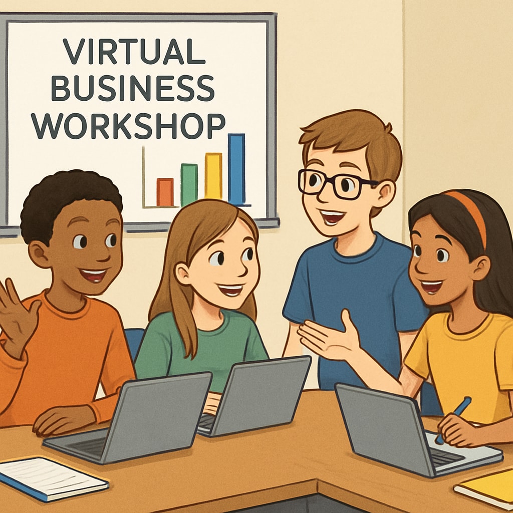 Youth participating in a virtual business workshop