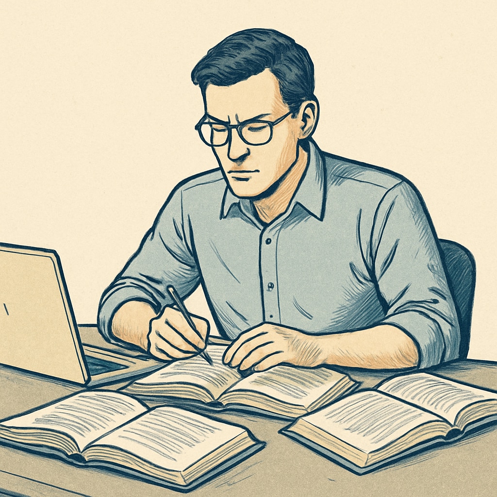 Adult student studying with books and laptop for college admission after earning a GED.