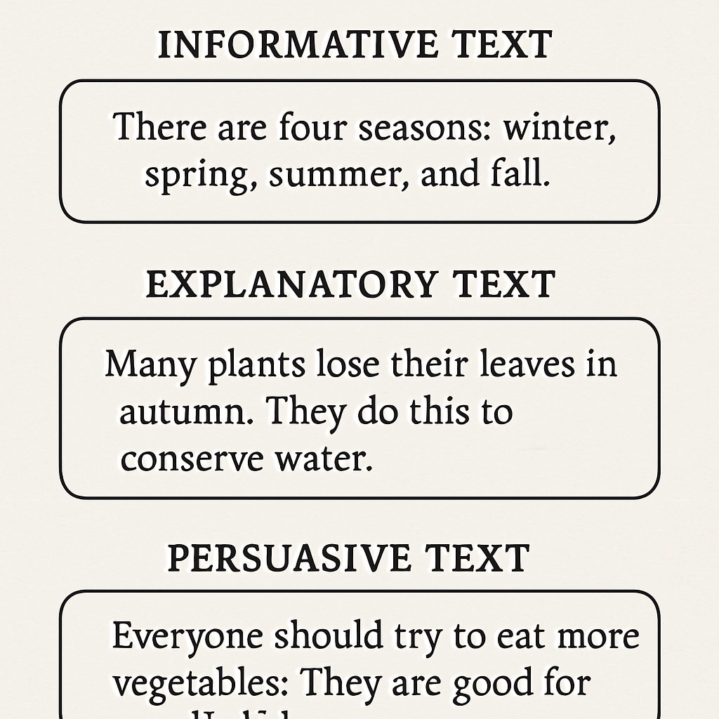 Diagram explaining the differences between informative, explanatory, and persuasive texts for Functional Skills English.