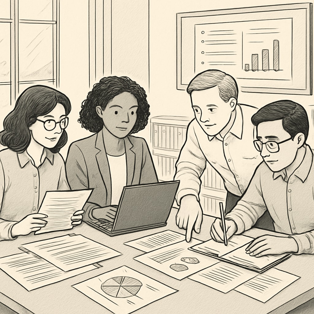 Researchers working on an AERA conference submission, emphasizing preparation.