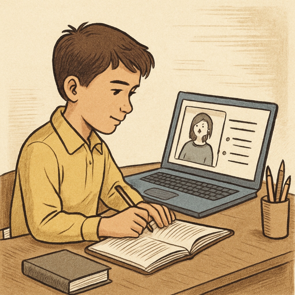 A student using a laptop for online public education, showcasing personalized learning.