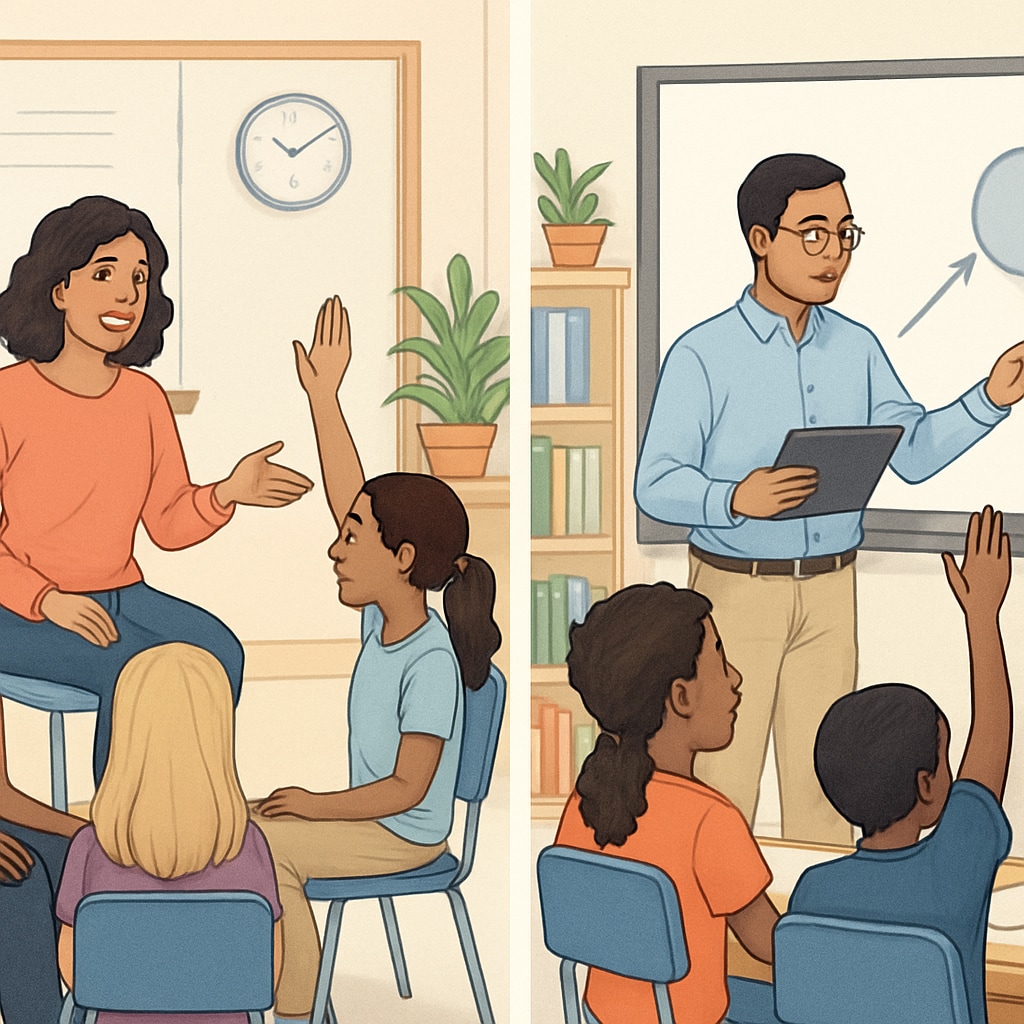 Educators engaging students through interactive teaching methods.