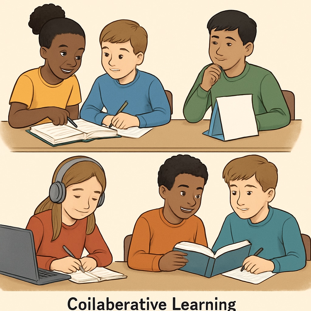 Students collaborating in a learning environment, representing diverse learning methods.