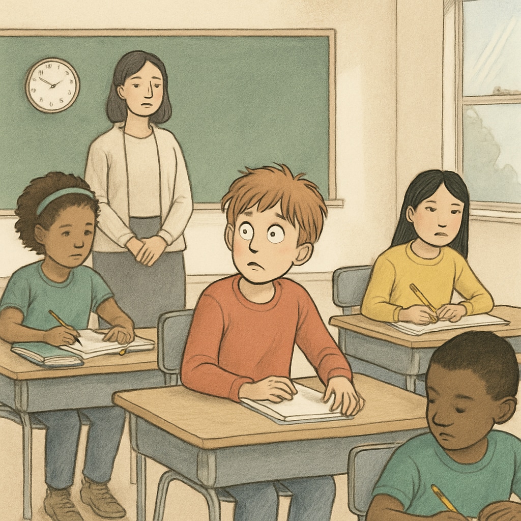 A student looking distracted in a classroom, representing ADHD challenges in gifted education.