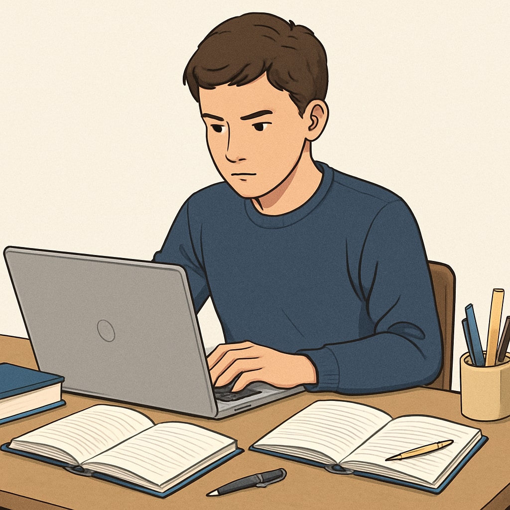 High school student with ADHD working on a laptop to recover missing credits.
