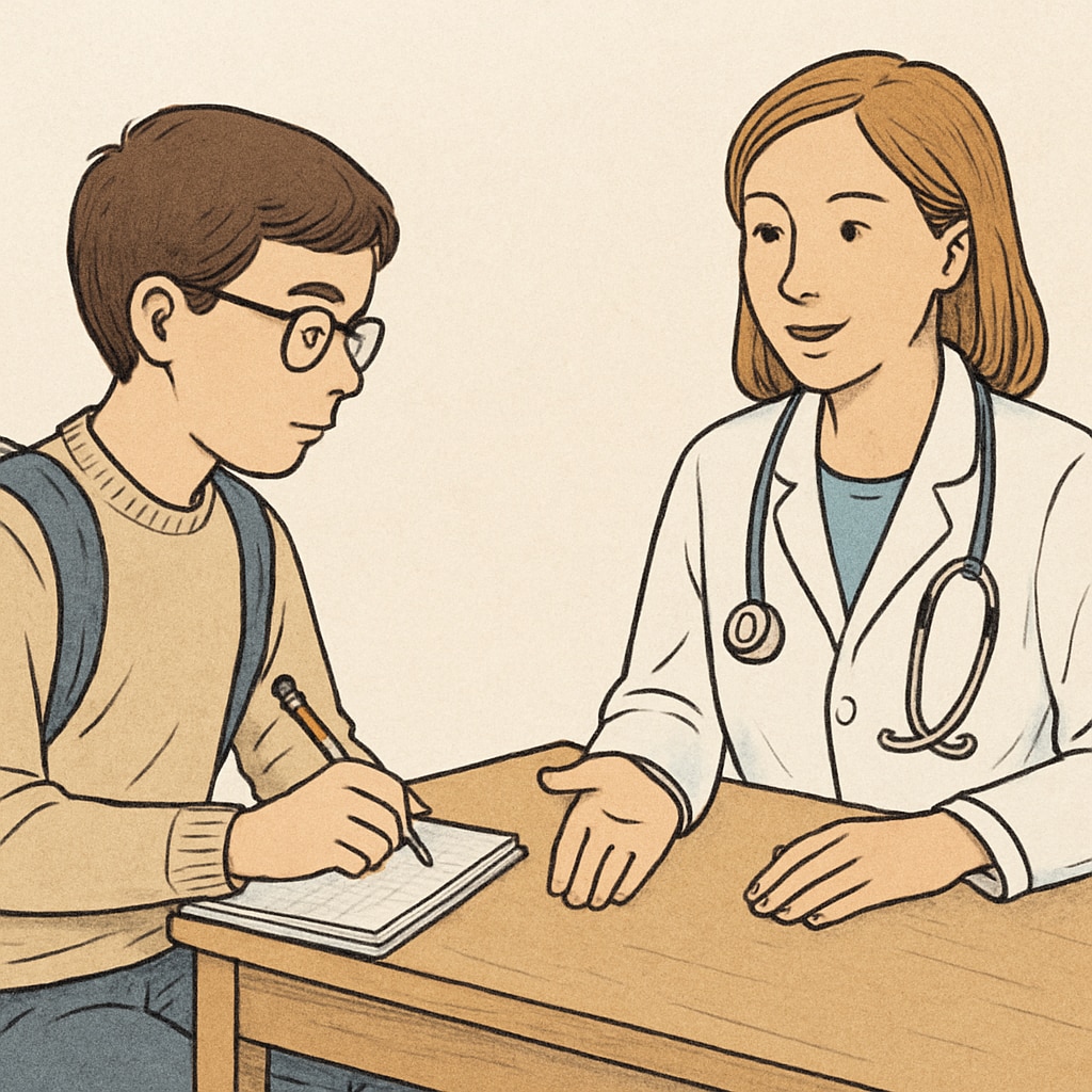 A K12 student conducting a career interview with a healthcare professional.