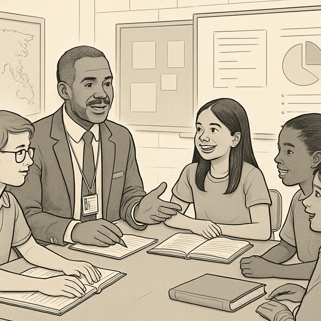 School counselor working with students in a K12 setting