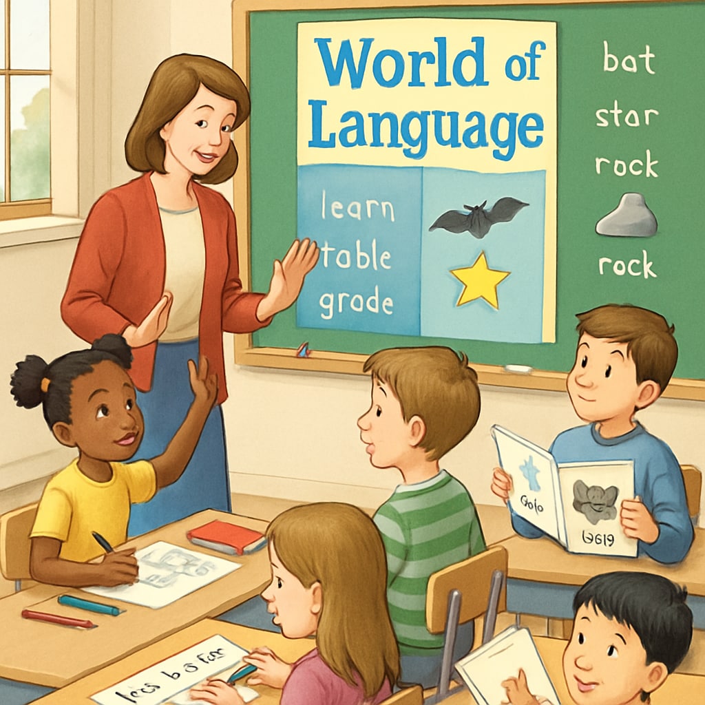 Students in a classroom engaging in language learning activities, reflecting the interactive approach of 