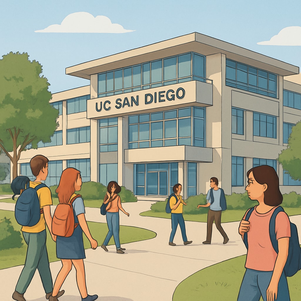 UC San Diego campus with students, reflecting enrollment expansion.