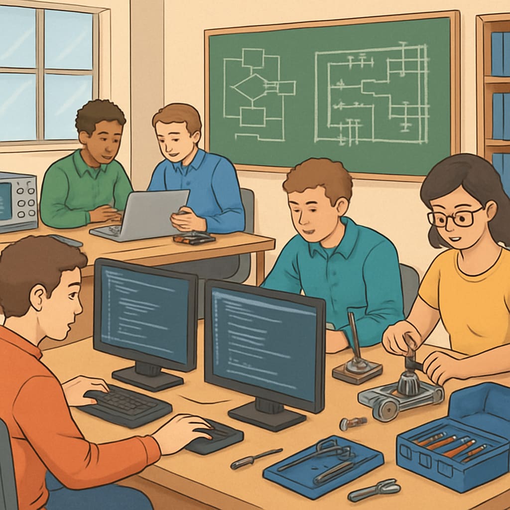 Students participating in hands-on technical training as part of Career and Technical Education (CTE).