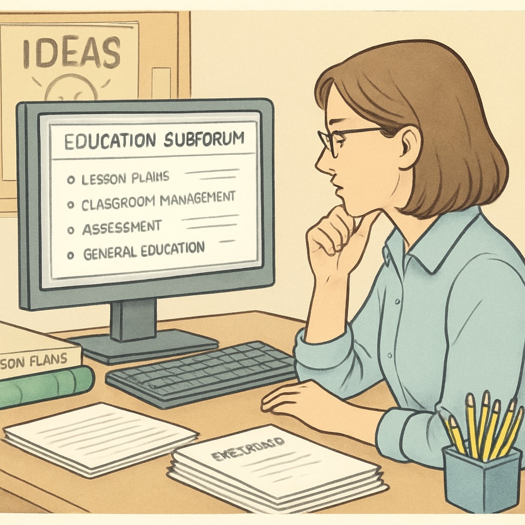 Teacher exploring education subforum with lesson plans and resources.