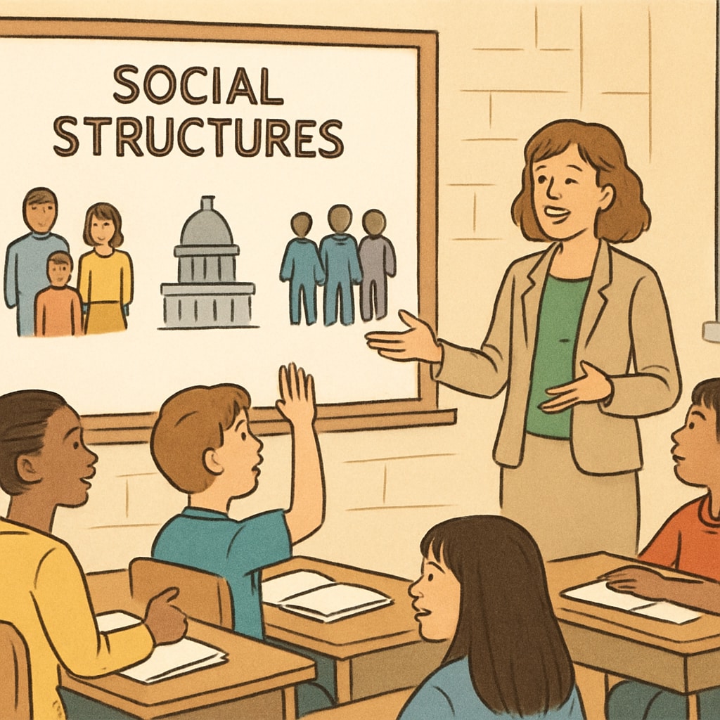 Classroom discussion on societal structures related to class stratification.