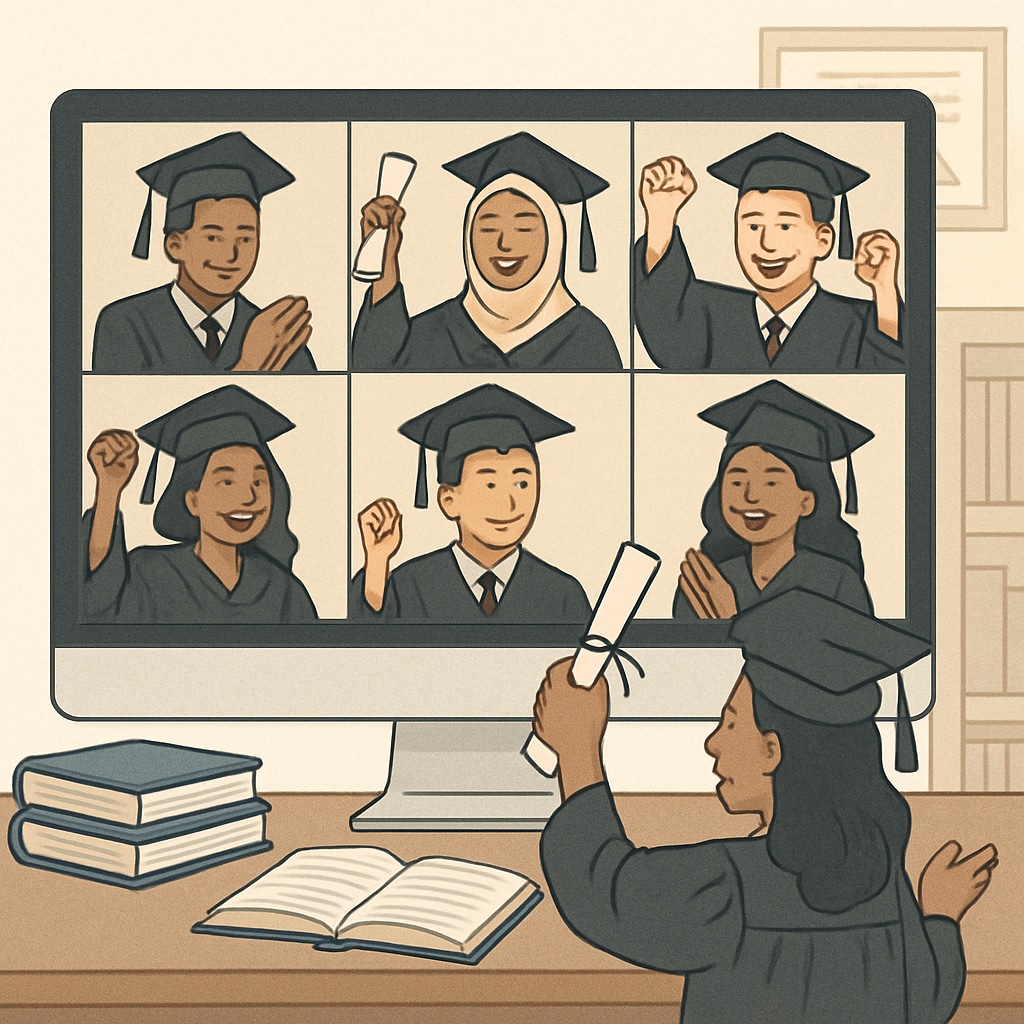 Affordable online universities for international students celebrating success.