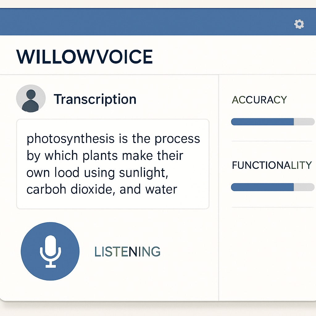 WillowVoice interface for speech-to-text transcription.