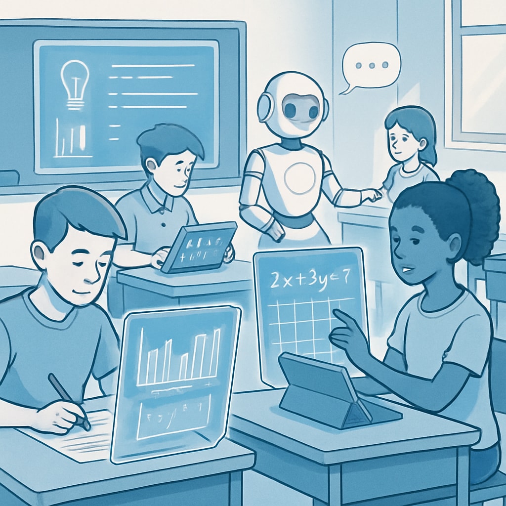 AI tools in a classroom enhancing competitive exams and talent selection.
