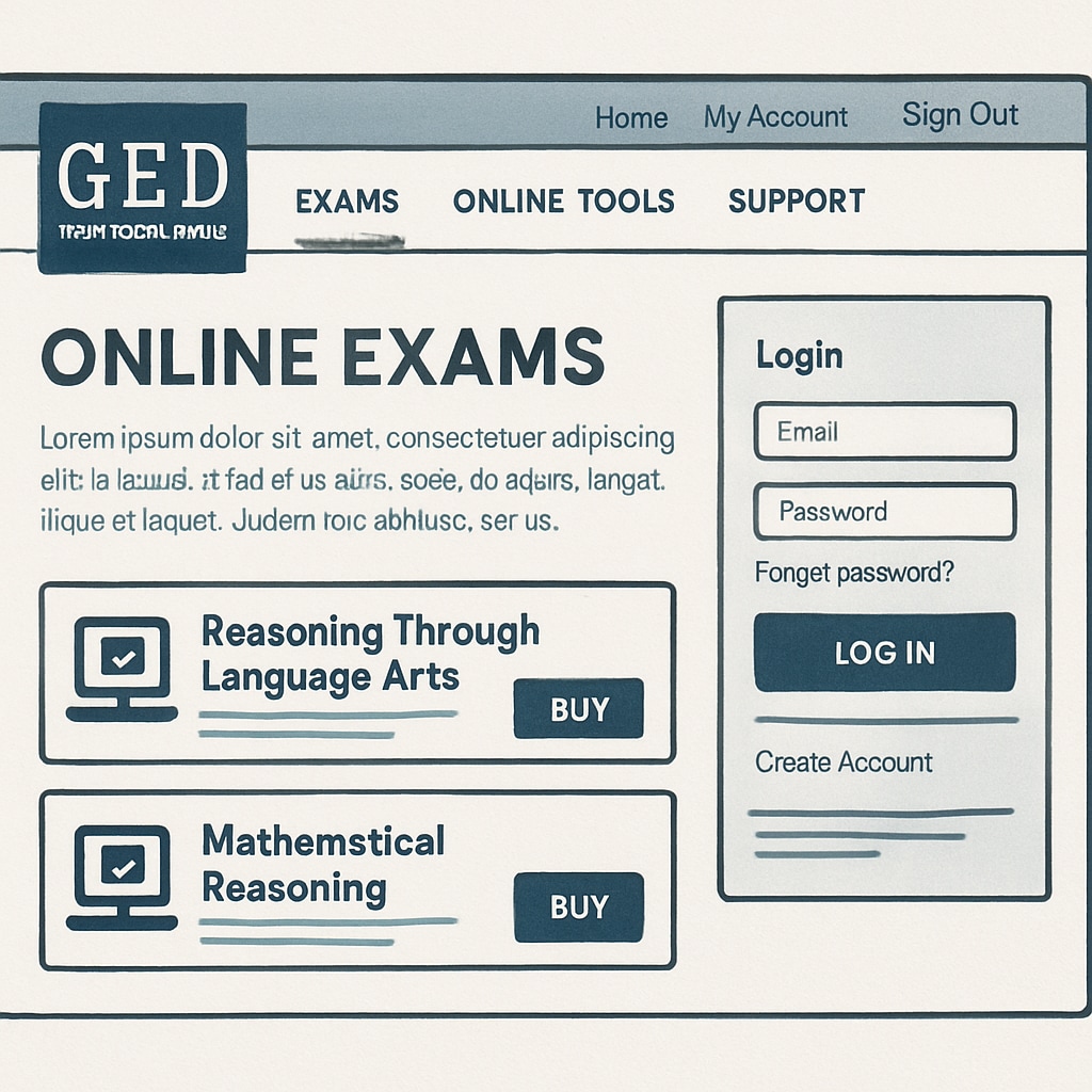 GED Testing Service website showcasing online exam features.