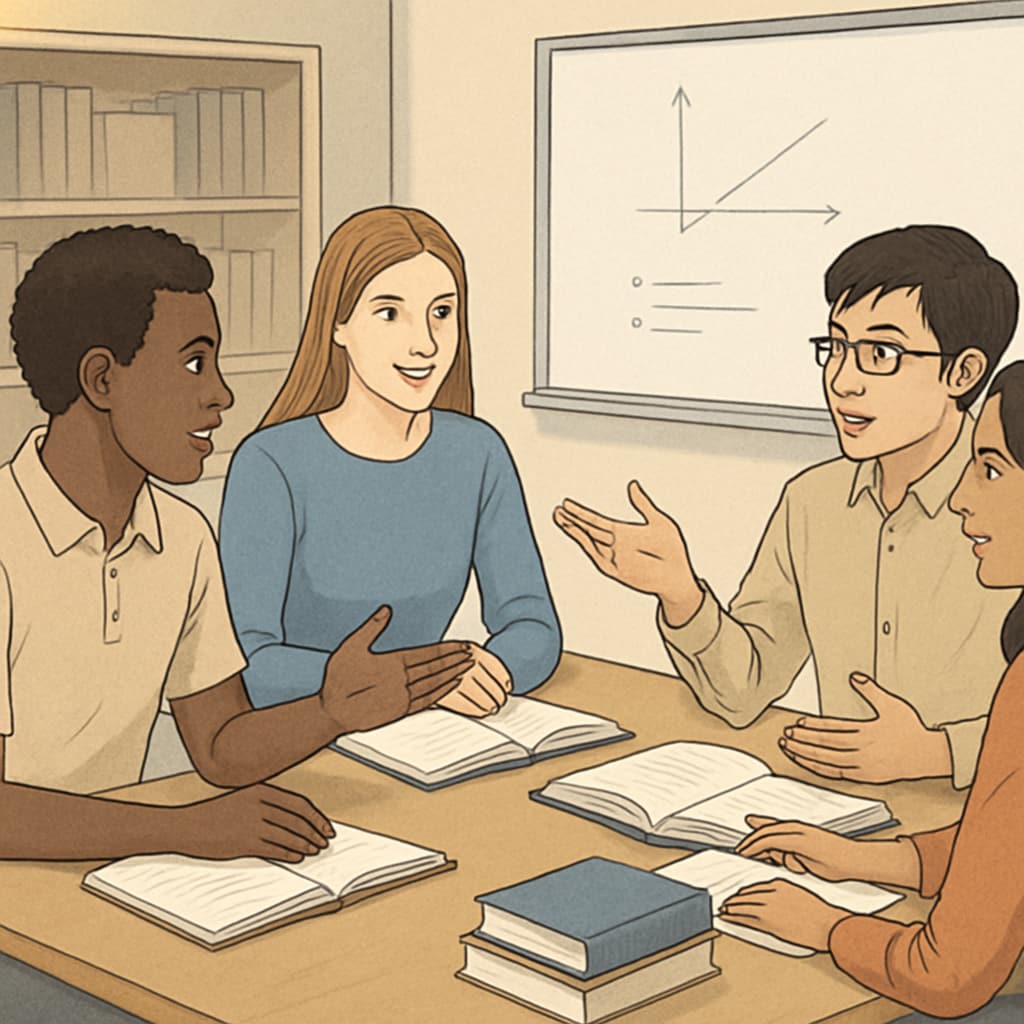 Students collaborating in a group setting, representing holistic admission standards.