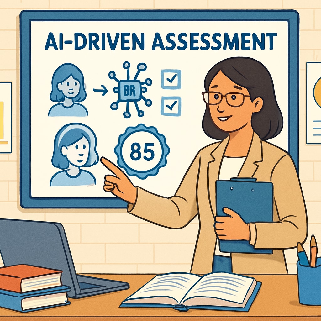 Educator explaining AI-driven assessments in modern education