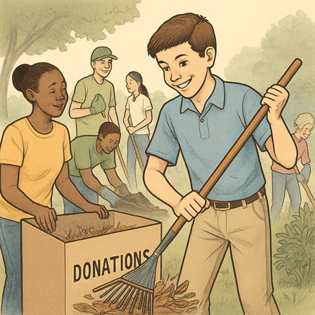 Student engaging in community service, highlighting personal growth and extracurricular impact.