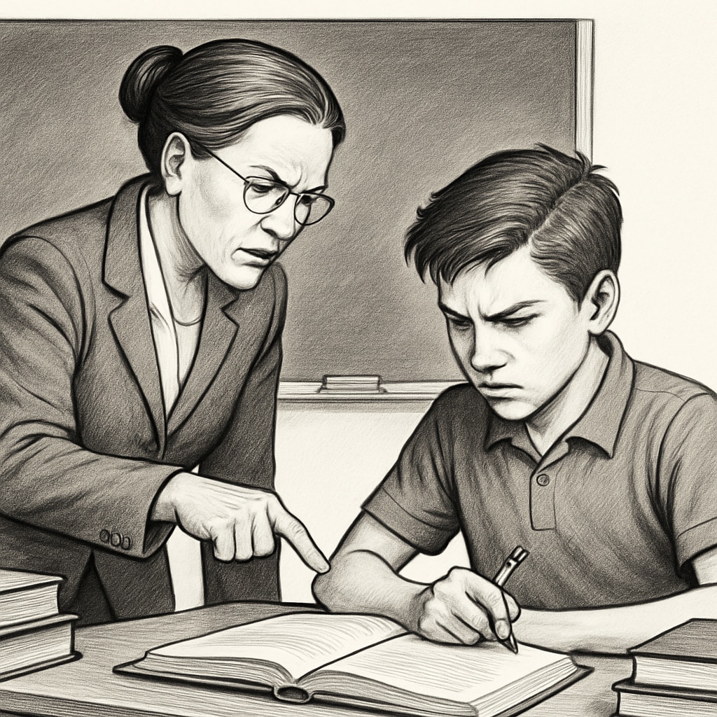 A scene from the movie Whiplash, depicting the intense teacher-student relationship, symbolizing the tension between rigorous methods and nurturing care. Whiplash movie scene showing the tension between rigorous teaching and nurturing care.