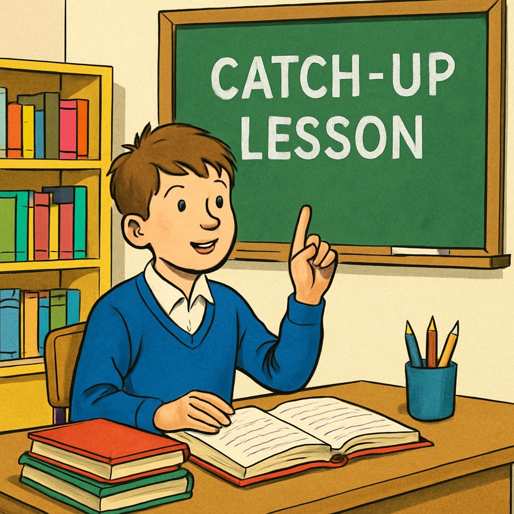 A young UK student attending a catch-up class, symbolizing education recovery efforts. Young student in the UK attending a catch-up class as part of education recovery.