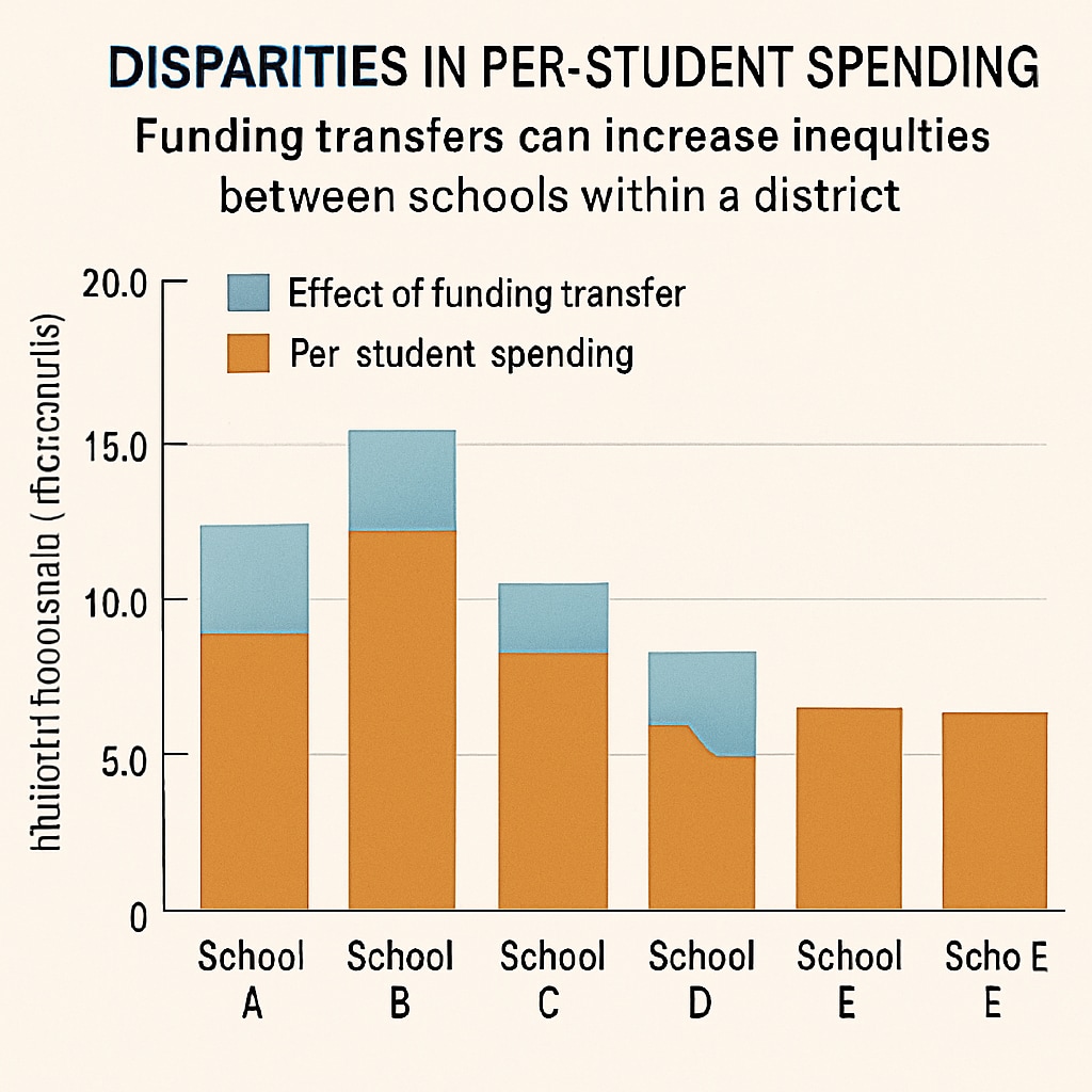 A chart showing disparities in per-student spending across different schools within the same district, highlighting the effects of funding transfers. Per-student spending disparities chart influenced by funding transfers.