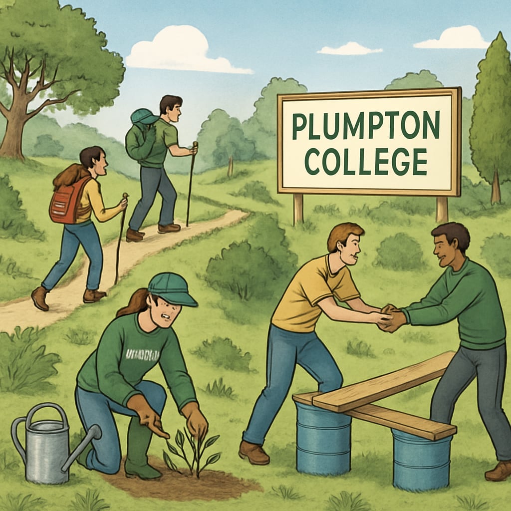 A group of students at Plumpton College engaging in outdoor activities, reflecting the importance of balancing study with relaxation. Plumpton College students enjoying outdoor activities to balance academics and wellbeing.