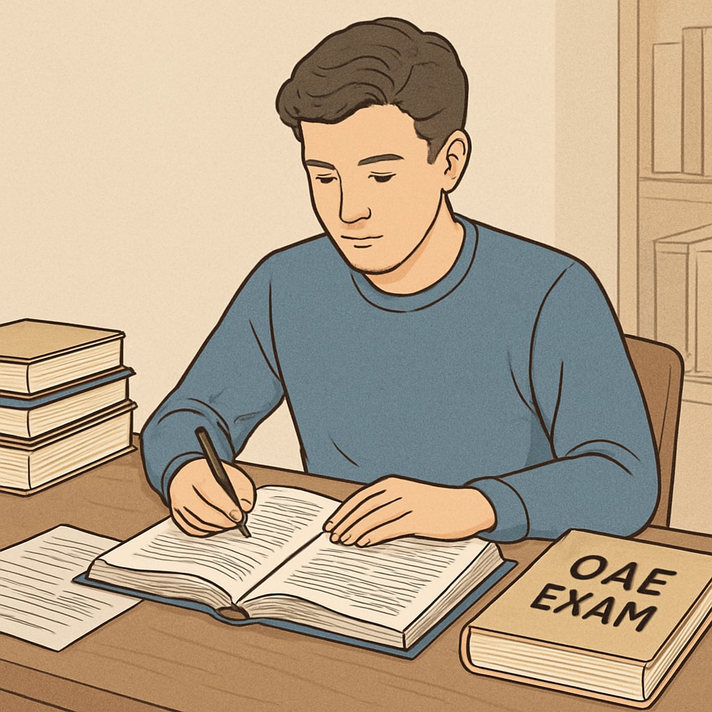 OAE exam preparation resources being used by a student.