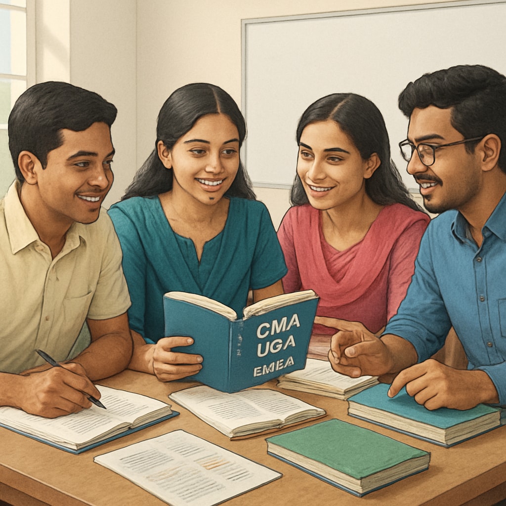 Kerala students studying CMA USA exam materials