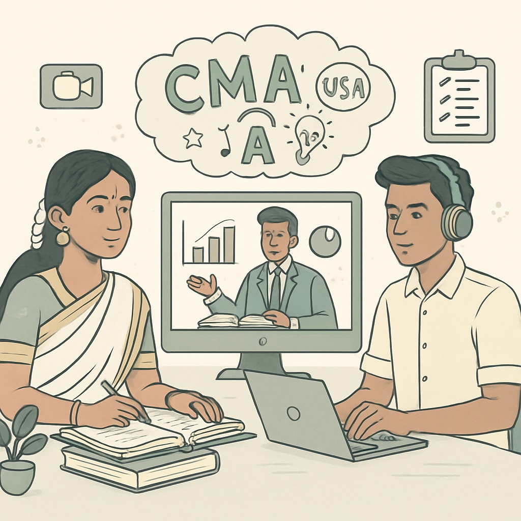 Kerala students in a virtual study session for CMA USA