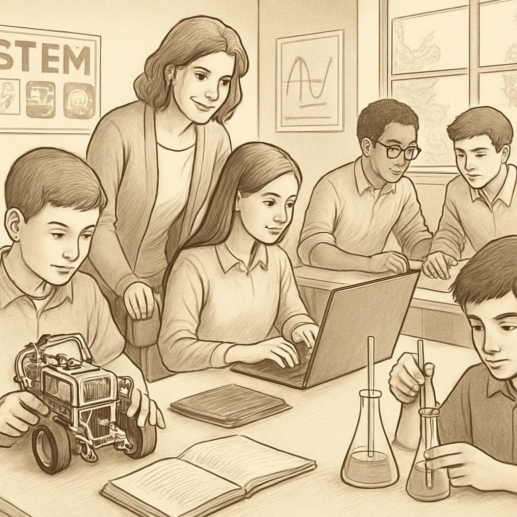 A classroom of high school students engaged in STEM activities, representing K12 preparation for UC San Diego expansion. High school students participating in STEM activities related to UC San Diego expansion preparation.