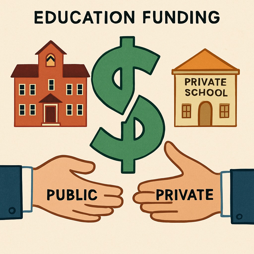 Education funding being divided between public and private institutions
