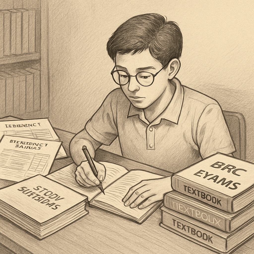A student preparing for PRC exams with academic transcripts and study materials. Student reviewing academic transcripts and study materials for PRC exams.