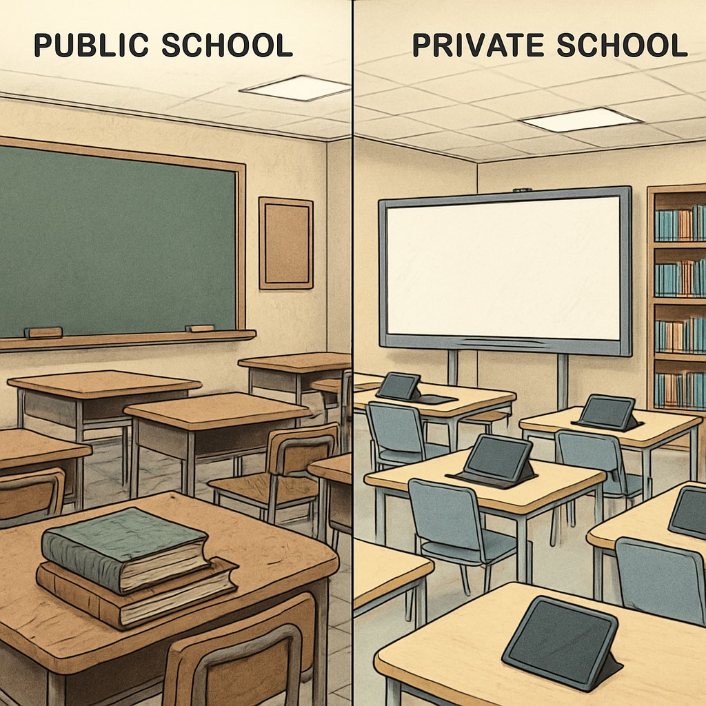 Comparison of public school and private school funding levels