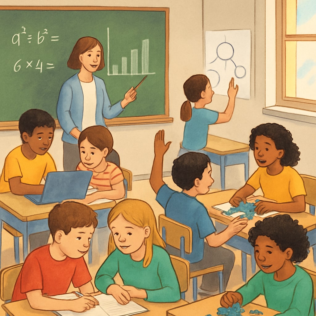 Students in a classroom engaging in group learning activities, symbolizing effective learning methods.