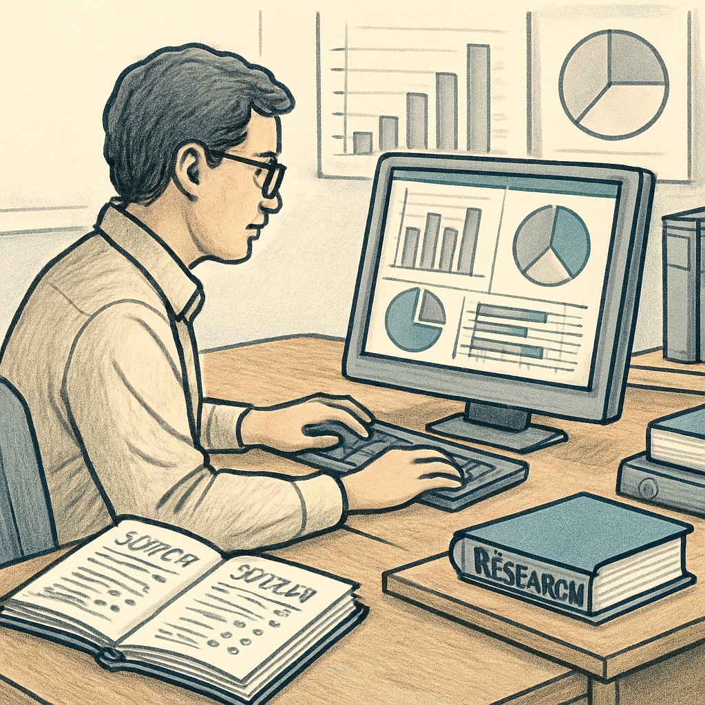 A researcher analyzing survey data on a computer screen, symbolizing the importance of learning research. Researcher reviewing survey data to enhance understanding of learning methods.