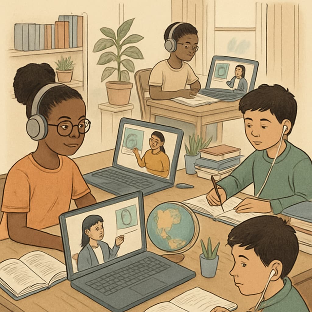 Diverse students accessing online education globally, representing online high school options.